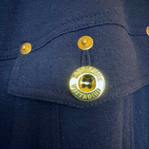 Adrienne Vittadini NWT Navy w Gold Buttons Long Sleeved Dress - Picture 6 of 16